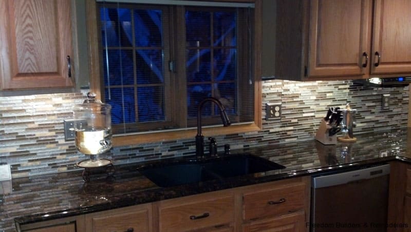 Mosaic tile backsplash